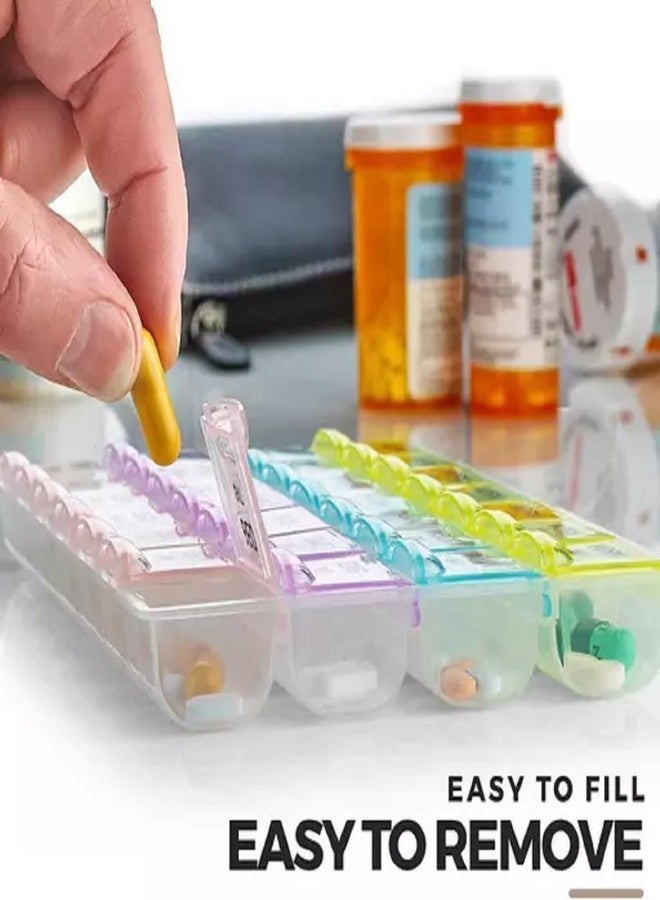 Mopslik 7 Days Pill Box Organizer 4 Times a Day with Moisture-Proof 28 Cell Medicine Planner Container for Vitamins Tablets BPA Free Reminder Storage (Pack Of 1) - Image 3